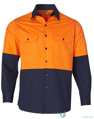 Winning Spirit SW58 AIW HiVis Cool-Breeze LS Cotton Work Shirt