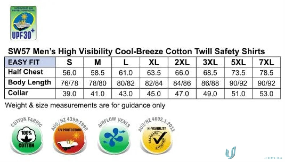 Winning Spirit SW57 AIW HiVis Cool-Breeze SS Cotton Work Shirt