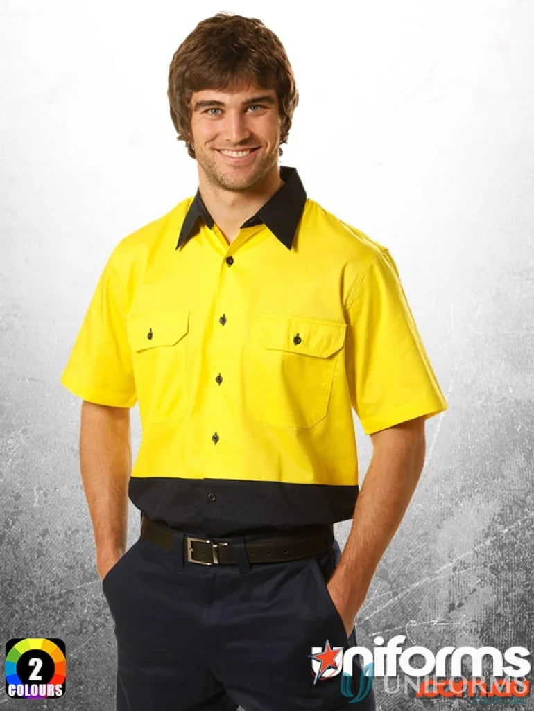 Winning Spirit SW57 AIW HiVis Cool-Breeze SS Cotton Work Shirt