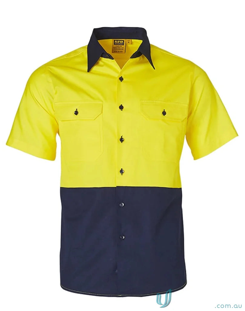 Winning Spirit SW57 AIW HiVis Cool-Breeze SS Cotton Work Shirt