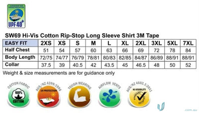 Winning Spirit SW69 AIW HiVis Rip-Stop LS Shirt 3M Tape