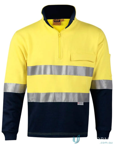 Winning Spirit SW48 AIW HiVis Unisex Cotton Fleece Sweat Jumper in Fluoro Orange/Navy