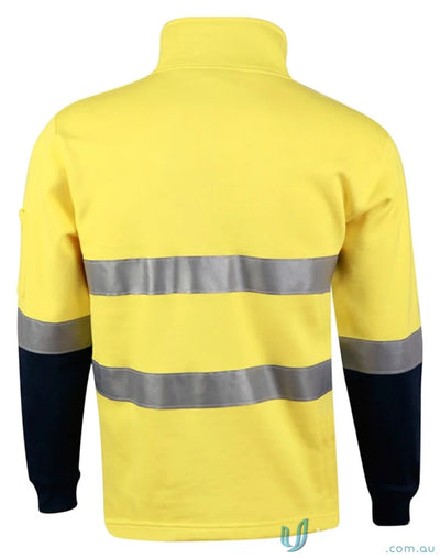 Winning Spirit SW48 AIW HiVis Unisex Cotton Fleece Sweat Jumper in Fluoro Orange/Navy