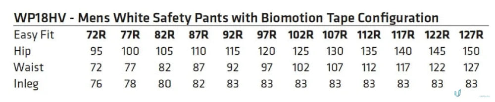 Winning Spirit WP18HV AIW White Safety Pants with Biomotion Tape in White
