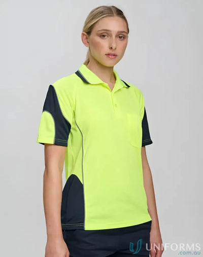 Winning Spirit SW71 Alliance SS Safety Polo in Fluoro Yellow/Navy