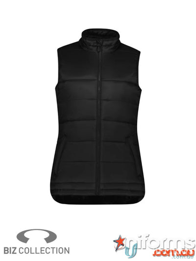 Black quilted women’s alpine vest from Biz Collection Women’s with recycled PET polyester fabric