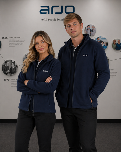Navy blue arjo ladies micro polar fleece zip-up jacket ideal for workwear uniforms and cozy work uniforms
