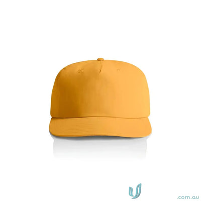 Plain orange recycled nylon surf cap with flat brim and plastic snapback