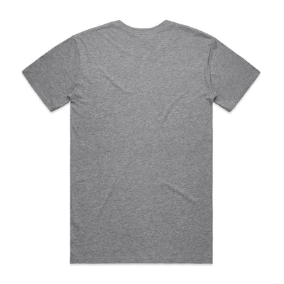 Heather gray crew neck t-shirt with short sleeves and a relaxed fit.
