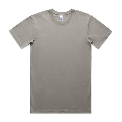 Gray crew neck t-shirt with short sleeves and a small logo on the left shoulder.