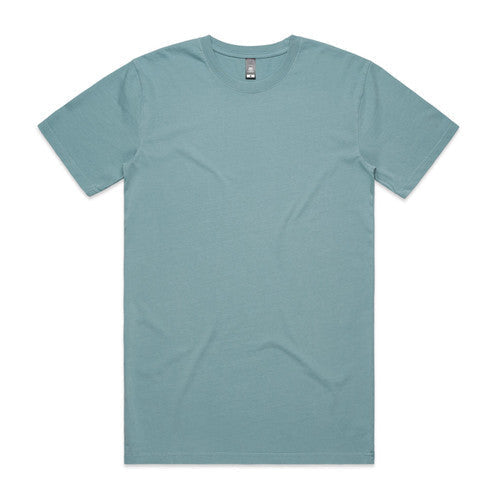 Teal crew neck t-shirt with short sleeves and a relaxed fit.