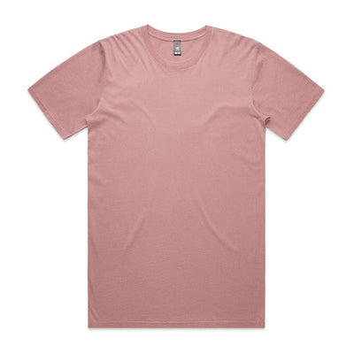 Dusty rose crew neck t-shirt with short sleeves and a relaxed fit.