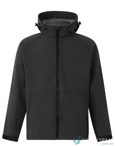 Winning Spirit JK33 Aspen Softshell Hooded Jacket in Marl Charcoal/Charcoal