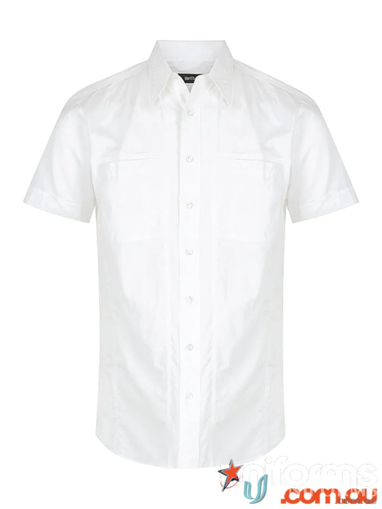 White mens short casual short sleeve Aston SS Shirt for stylish mens look