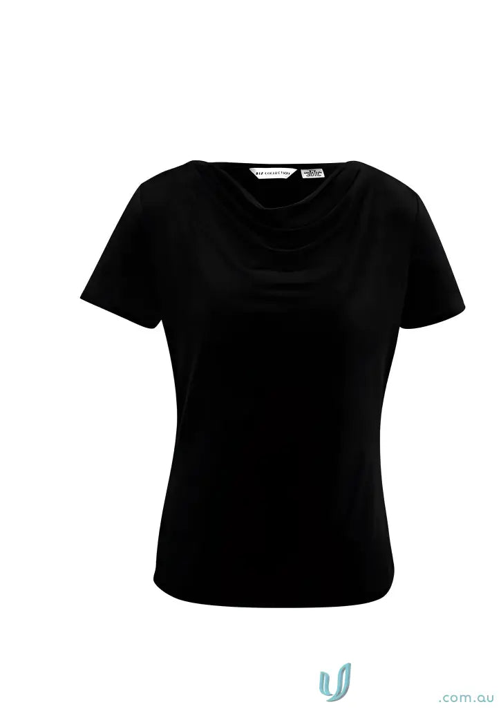 Biz Collection K625LS Ava Ladies Knit Top with Softly Draped Neckline in Black