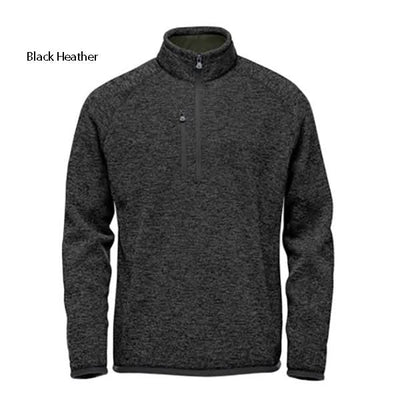 Black heather avalanche ¼ zip sweater with recycled polyester and zippered chest pocket