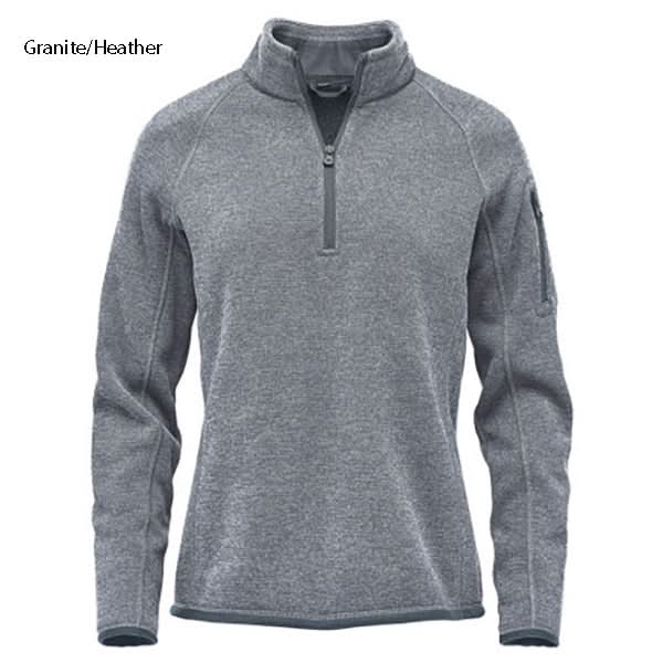 Gray heathered Avalanche Qtr Zip Pullover with sweater knit fleece and low-profile chin saver