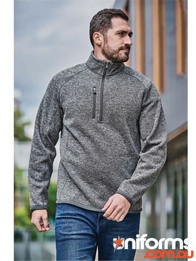 Gray Avalanche ¼ Zip Pullover made from recycled polyester with zippered chest pocket