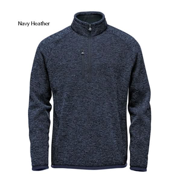 Navy Heather Avalanche ¼ Zip Pullover with recycled polyester and zippered chest pocket