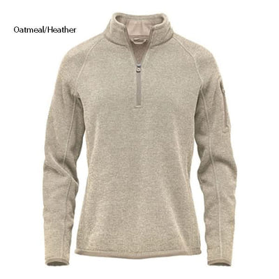 Oatmeal Heather Avalanche Qtr Zip Pullover with sweater knit fleece and low-profile chin saver