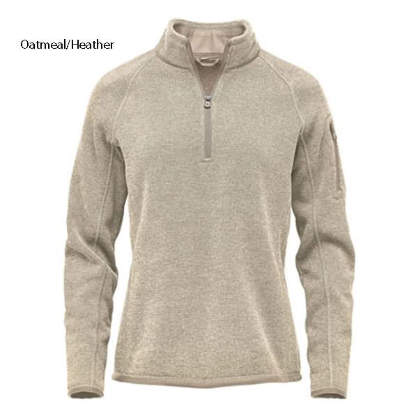 Oatmeal Heather Avalanche Qtr Zip Pullover with sweater knit fleece and low-profile chin saver