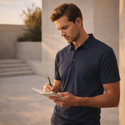 Winning Spirit PS87 Bamboo Corporate Polo in Navy