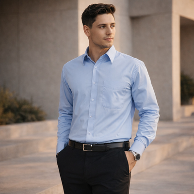 Biz Collection S10510 Base Business LS Shirt in Blue front product image