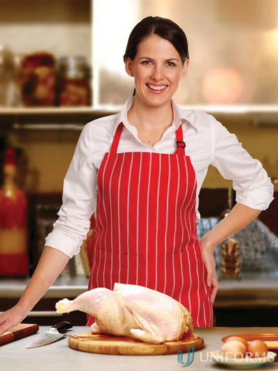 Winning Spirit AP04 Bib Stripe Apron in Red/White