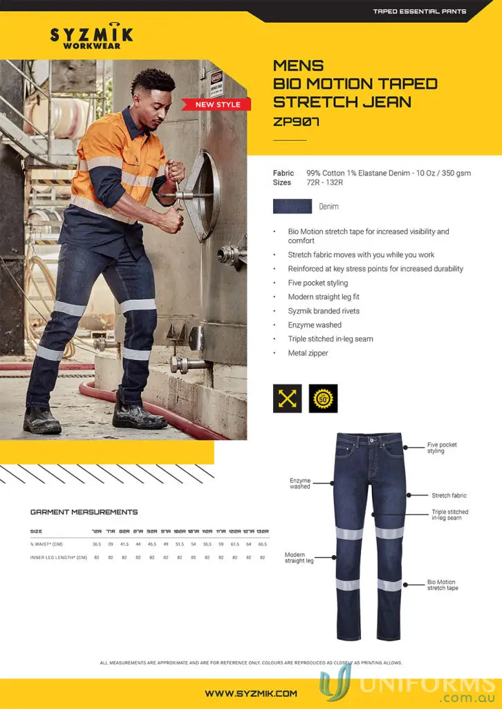 Biz Collection ZP907 Bio Motion Taped Stretch Jean