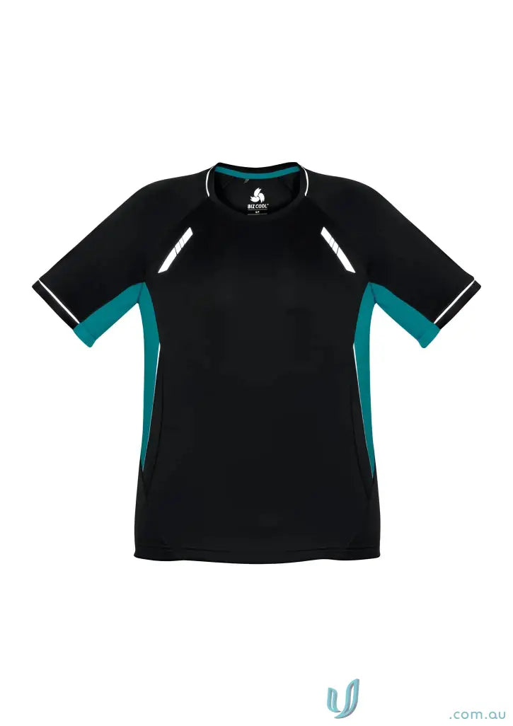 Black and teal Biz Collection Renegade Tee, quick style with Renegade Short Sleeve vibe
