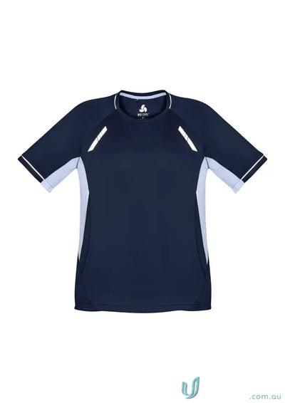Navy and gray Biz Collection Renegade Tee featuring a renegade short sleeve design