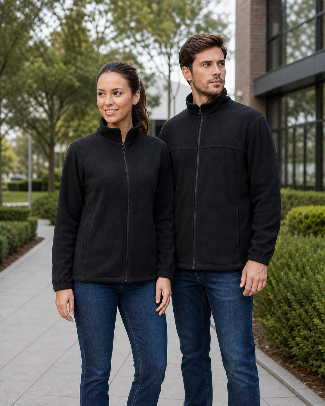Biz Polar Fleece Jacket black on Australian male and female models