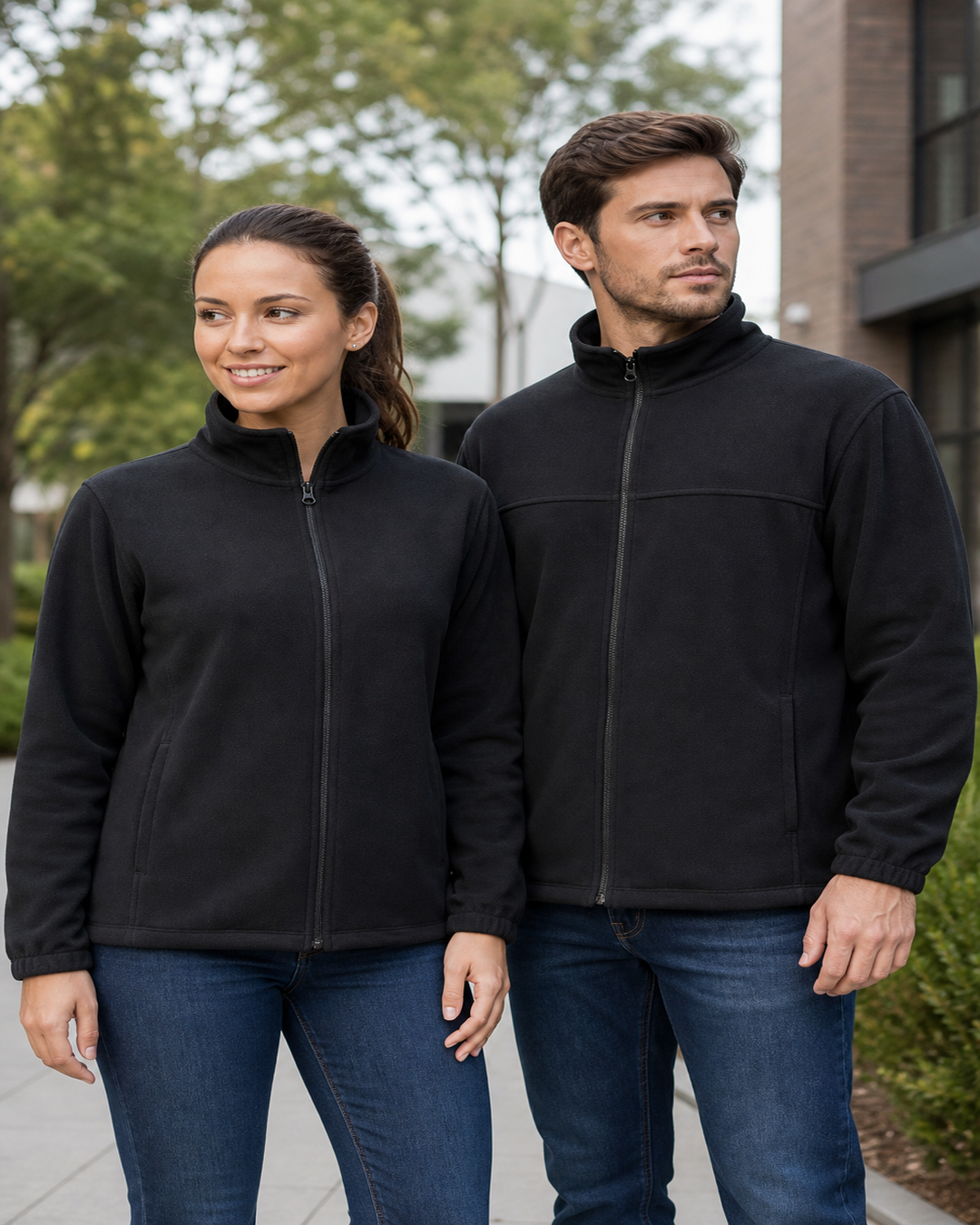 Biz Polar Fleece Jacket black on Australian male and female models
