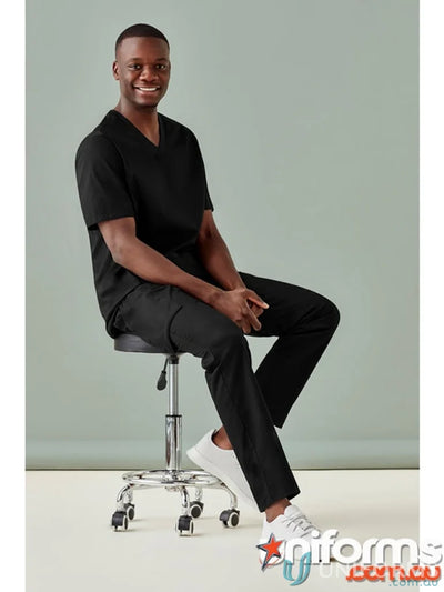 Biz Collection CSP047ML-10 Biz Riley Straight Scrub Pant in Black