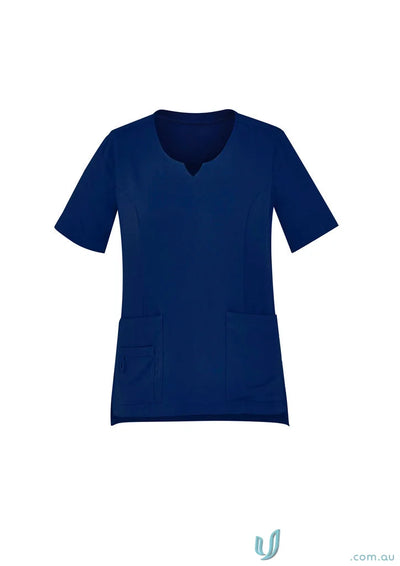Biz Collection CST942LS Avery Ladies Round Neck Scrub Top in Navy