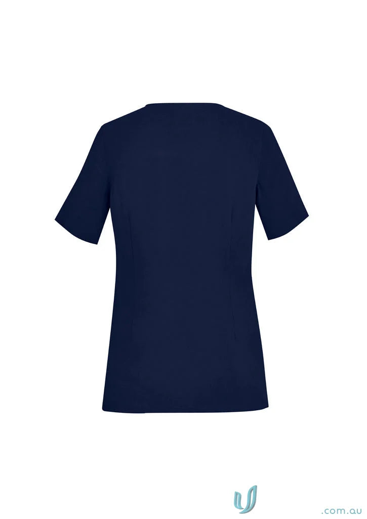 Biz Collection CST942LS Avery Ladies Round Neck Scrub Top in Navy