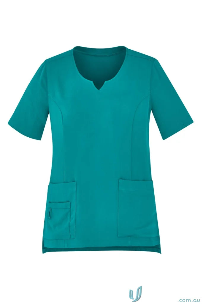 Biz Collection CST942LS Avery Ladies Round Neck Scrub Top in Teal