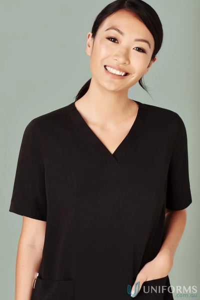 Biz Collection CST941LS Avery Ladies V-Neck Scrub Top in Black