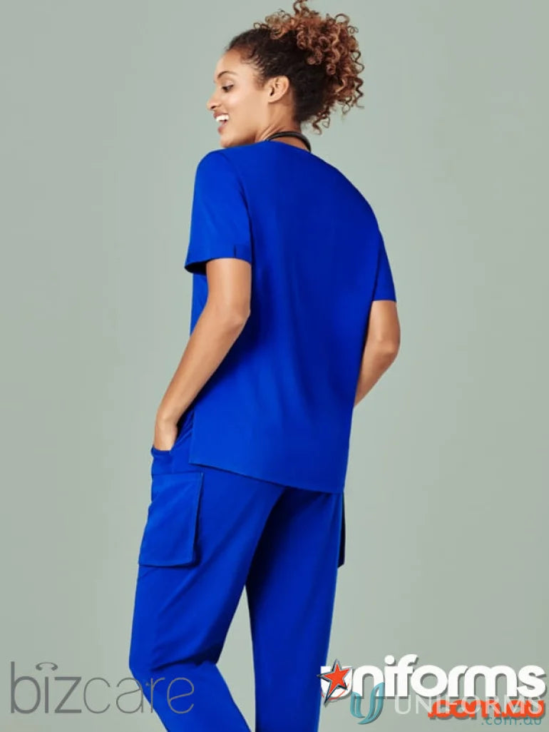 Biz Collection CST941LS Avery Ladies V-Neck Scrub Top in Electric Blue