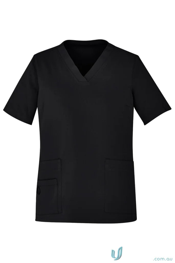Biz Collection CST941LS Avery Ladies V-Neck Scrub Top in Black
