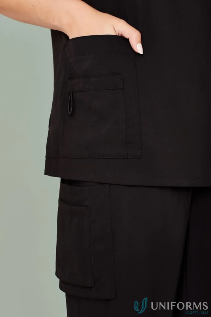 Biz Collection CST941LS Avery Ladies V-Neck Scrub Top in Black