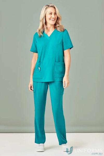 Biz Collection CST941LS Avery Ladies V-Neck Scrub Top in Teal