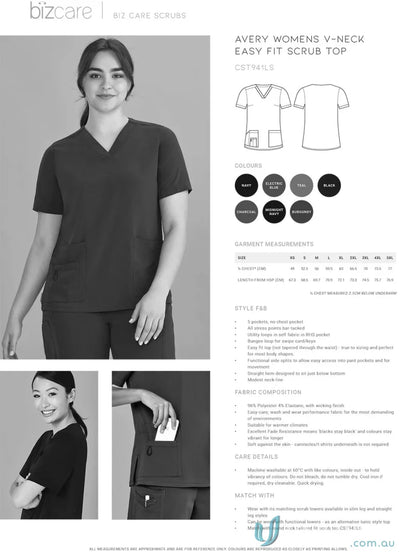 Biz Collection CST941LS Avery Ladies V-Neck Scrub Top
