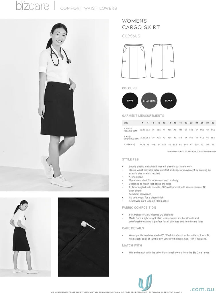 Biz Collection CL956LS-1 Bizcare Comfort Waist Cargo Skirt