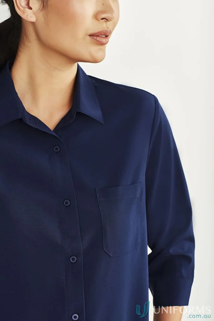 Biz Collection CS951LT-1 Bizcare Easy Stretch 3Q Sleeve Shirt in Navy