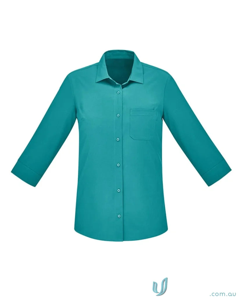 Biz Collection CS951LT-1 Bizcare Easy Stretch 3Q Sleeve Shirt in Teal