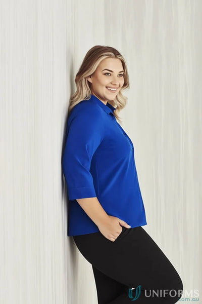 Biz Collection CS951LT-1 Bizcare Easy Stretch 3Q Sleeve Shirt in Electric Blue