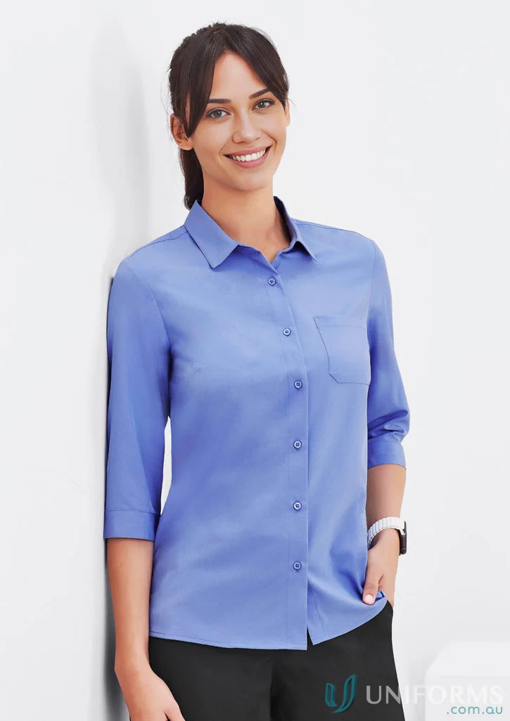 Biz Collection CS951LT-1 Bizcare Easy Stretch 3Q Sleeve Shirt in Mid Blue front product image