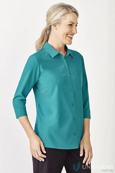 Biz Collection CS951LT-1 Bizcare Easy Stretch 3Q Sleeve Shirt in Teal