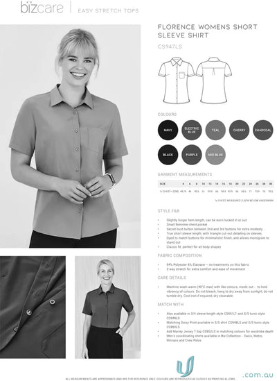 Biz Collection CS947LS-1 Bizcare Easy Stretch SS Shirt